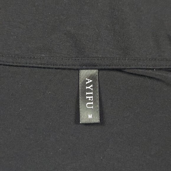 AYIFU Retro Pop‎ Art Colorblock Tunic Blue Black White Asymmetrical Top M - Picture 8 of 11